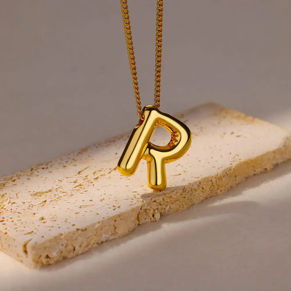 3D Initial Charm Necklace