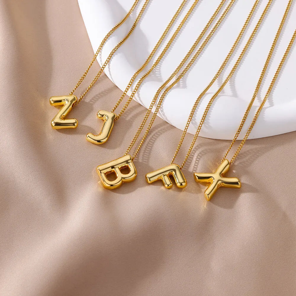 3D Initial Charm Necklace