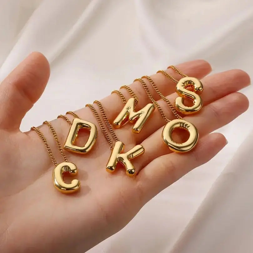 3D Initial Charm Necklace
