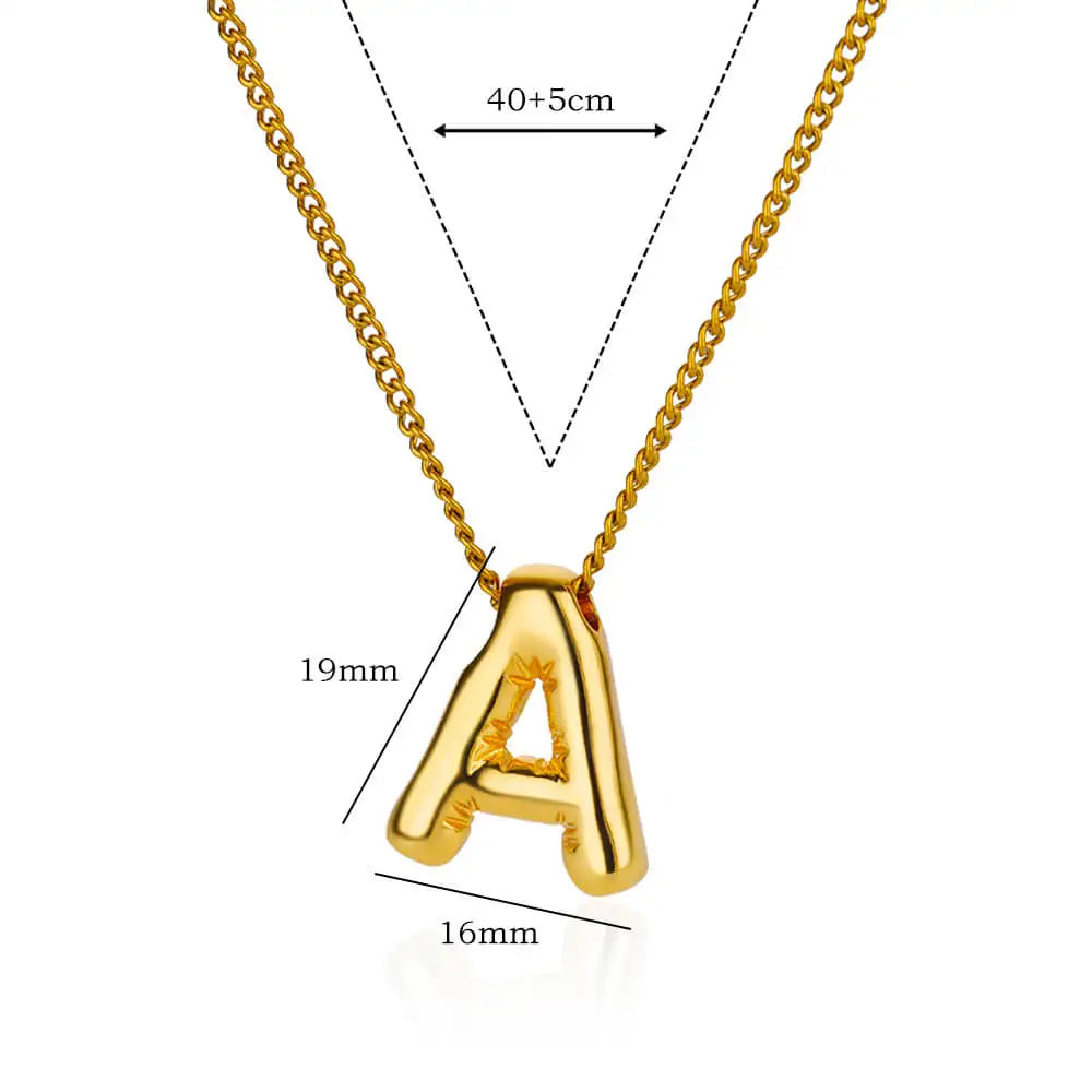 3D Initial Charm Necklace
