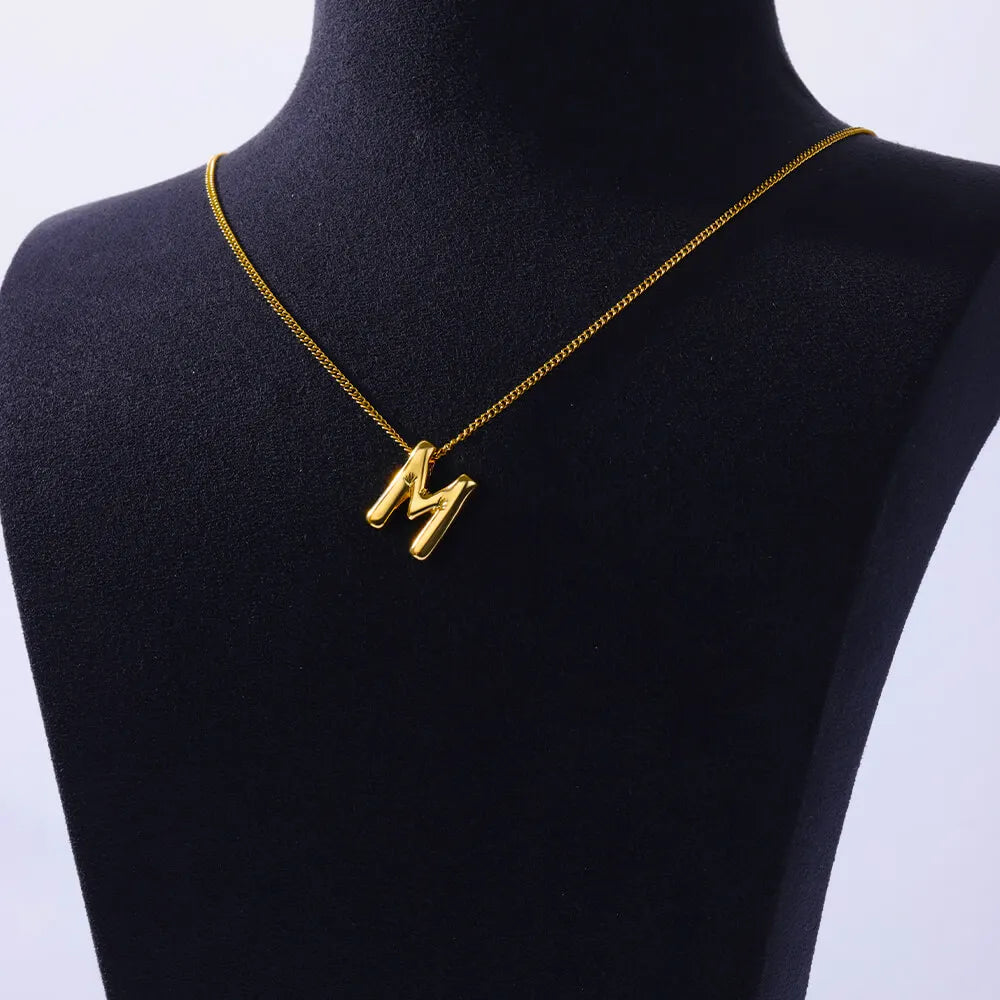 3D Initial Charm Necklace