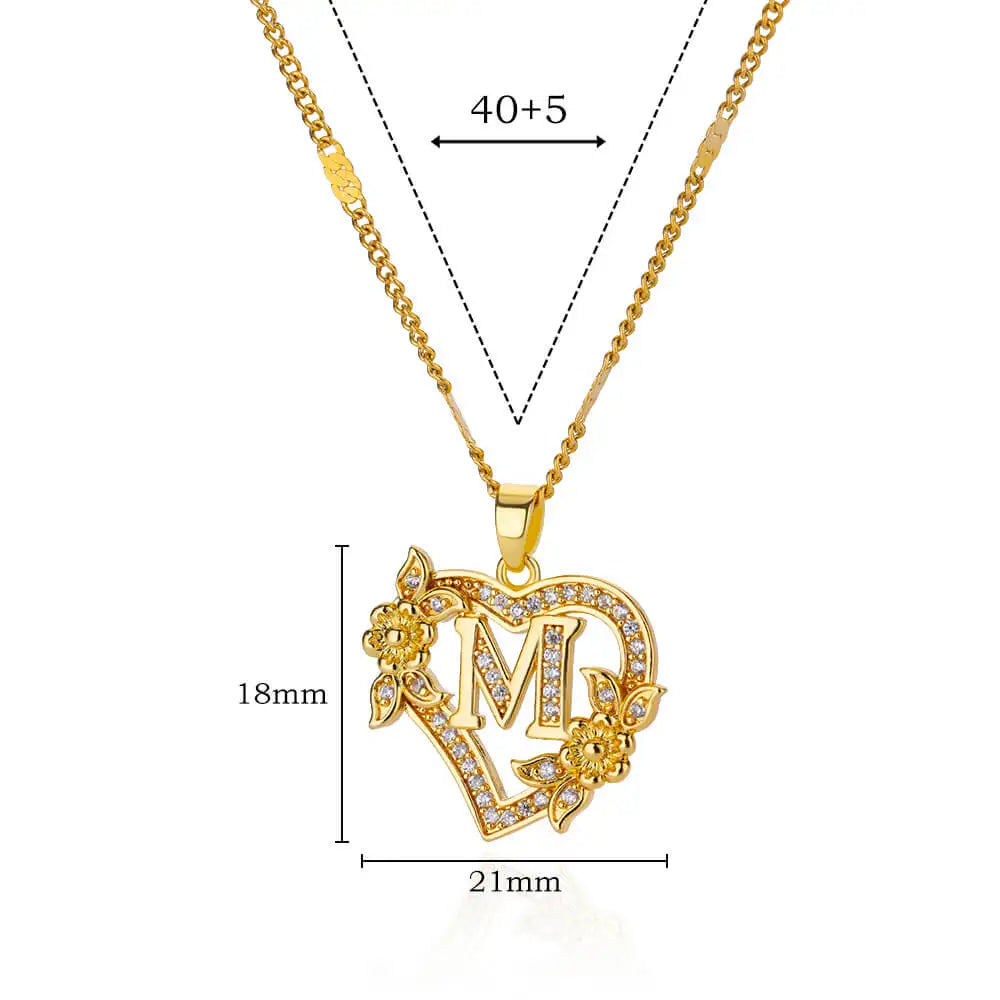 Golden Flower Initial Necklace