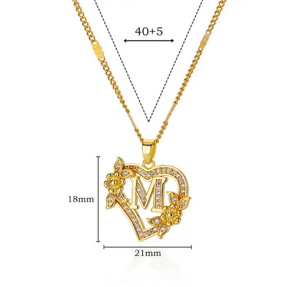 Golden Flower Initial Necklace