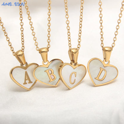 Heart Shell Initial Necklace