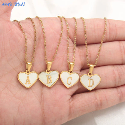 Heart Shell Initial Necklace