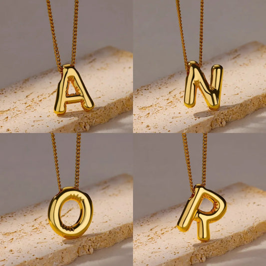 3D Initial Charm Necklace