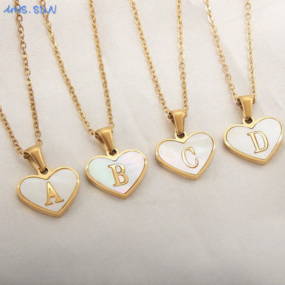 Heart Shell Initial Necklace