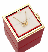 Preserved Rose Box with Double Heart Necklace