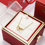 Preserved Rose Box with Double Heart Necklace