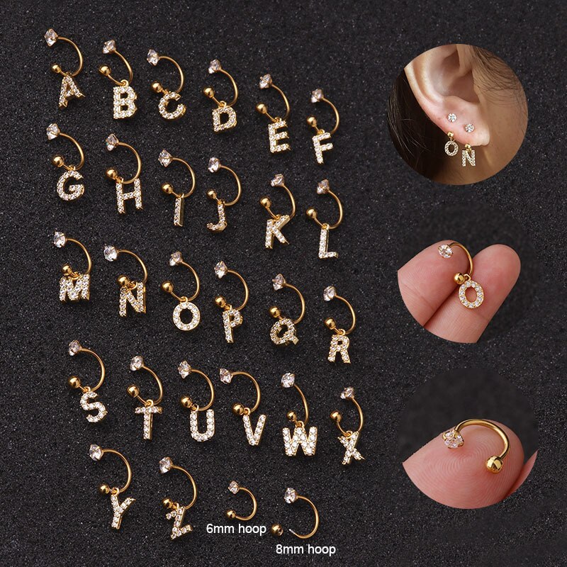 A-Z Alphabet Cartilage Earring